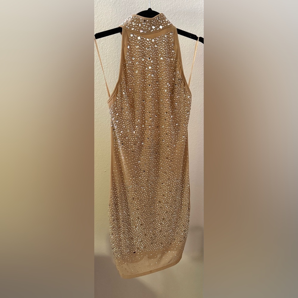 Rhinestone Halter Mini Dress